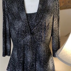Alex Evening 2 pc black sparkle jacket & tank set